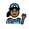 Woman Mechanic: Medium-Dark Skin Tone Emoji 👩🏾‍🔧 image - OpenMoji style