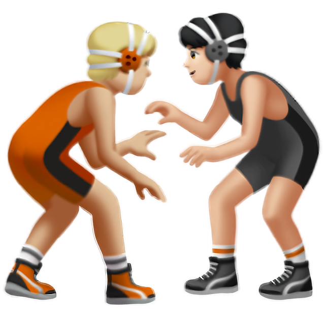 People Wrestling: Medium-Light Skin Tone, Light Skin Tone