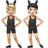 People With Bunny Ears: Medium-Light Skin Tone, Light Skin Tone Emoji 🧑🏼‍🐰‍🧑🏻 image - Apple style