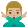 Man Gesturing No: Medium-Light Skin Tone Emoji 🙅🏼‍♂️ image - Google Noto Color style