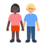 Woman And Man Holding Hands: Dark Skin Tone, Medium-Light Skin Tone Emoji 👩🏿‍🤝‍👨🏼 image - Tossface style