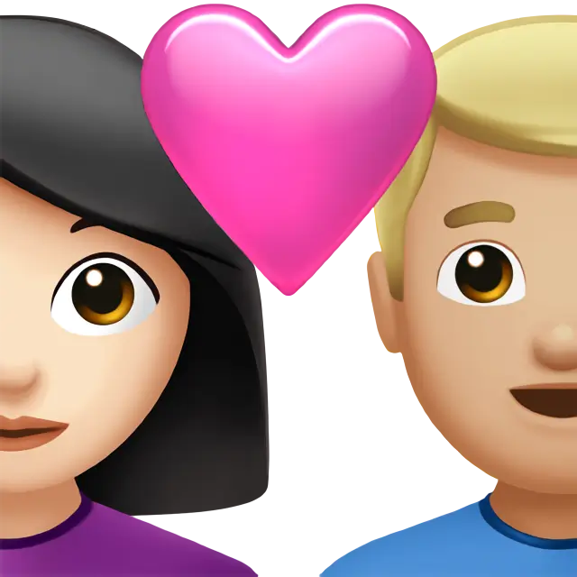 Couple With Heart: Woman, Man, Light Skin Tone, Medium-Light Skin Tone
