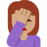 Woman Facepalming: Medium Skin Tone Emoji 🤦🏽‍♀️ image - Twitter / X (Twemoji) style