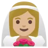 Woman With Veil: Medium-Light Skin Tone Emoji 👰🏼‍♀️ image - Google Noto Color style
