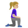 Woman Kneeling Facing Right: Medium-Light Skin Tone Emoji 🧎🏼‍♀️‍➡️ image - Google Noto Color style
