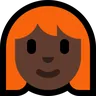 Woman: Dark Skin Tone, Red Hair Emoji 👩🏿‍🦰 image - Microsoft Windows 10 Segoe UI Emoji style