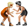 People Wrestling: Medium-Light Skin Tone, Light Skin Tone Emoji 🧑🏼‍🫯‍🧑🏻 image - Apple style