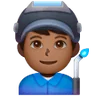 Man Factory Worker: Medium-Dark Skin Tone Emoji 👨🏾‍🏭 image - Samsung style