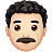 Man: Light Skin Tone, Curly Hair