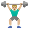 Man Lifting Weights: Medium-Light Skin Tone Emoji 🏋🏼‍♂️ image - Google Noto Color style