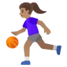 Woman Bouncing Ball: Medium Skin Tone Emoji ⛹🏽‍♀️ image - Google Noto Color style