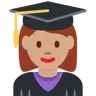 Woman Student: Medium Skin Tone Emoji 👩🏽‍🎓 image - Twitter / X (Twemoji) style