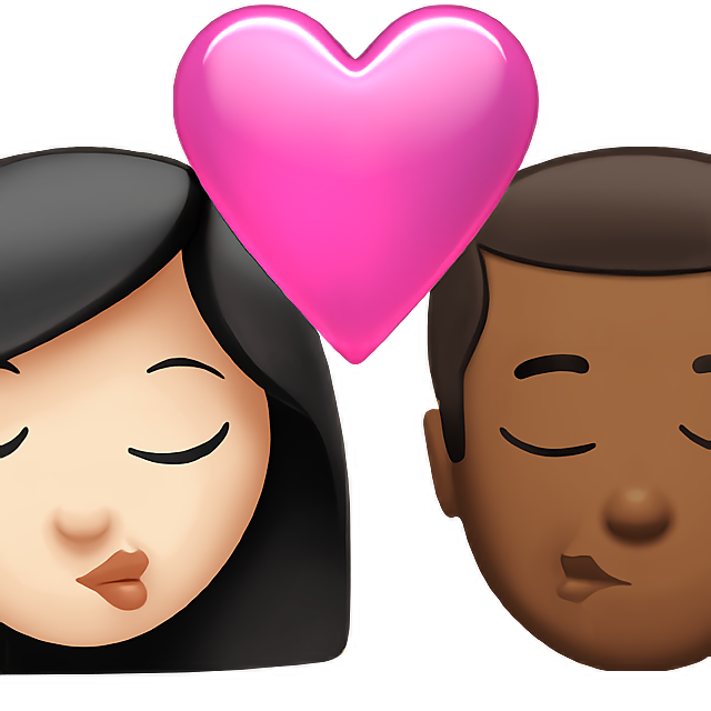 Kiss: Woman, Man, Light Skin Tone, Medium-Dark Skin Tone