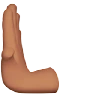 Leftwards Pushing Hand: Medium Skin Tone Emoji 🫷🏽 image - Apple style