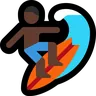 Person Surfing: Dark Skin Tone Emoji 🏄🏿 image - Microsoft Windows 10 Segoe UI Emoji style