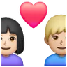 Couple With Heart: Woman, Man, Light Skin Tone, Medium-Light Skin Tone Emoji 👩🏻‍❤️‍👨🏼 image - Samsung style