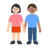 Woman And Man Holding Hands: Light Skin Tone, Medium Skin Tone Emoji 👩🏻‍🤝‍👨🏽 image - Tossface style