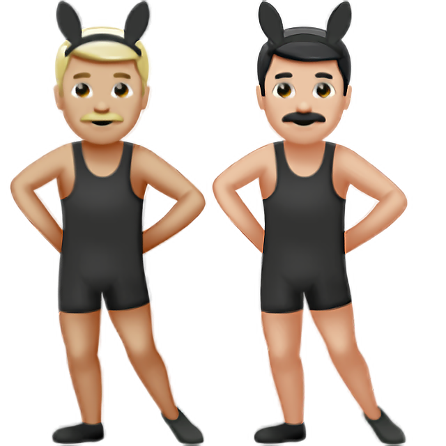 Men With Bunny Ears: Medium-Light Skin Tone, Light Skin Tone