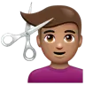 Man Getting Haircut: Medium Skin Tone Emoji 💇🏽‍♂️ image - WhatsApp style