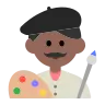 Man Artist: Medium-Dark Skin Tone Emoji 👨🏾‍🎨 image - Tossface style