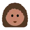 Woman: Medium Skin Tone, Curly Hair Emoji 👩🏽‍🦱 image - Tossface style