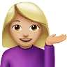 Woman Tipping Hand: Medium-Light Skin Tone Emoji 💁🏼‍♀️ image - Apple style