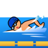 Person Swimming: Medium-Light Skin Tone Emoji 🏊🏼 image - Emojidex style