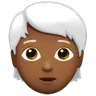 Person: Medium-Dark Skin Tone, White Hair Emoji 🧑🏾‍🦳 image - Apple style