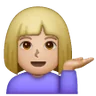 Woman Tipping Hand: Medium-Light Skin Tone Emoji 💁🏼‍♀️ image - Samsung style