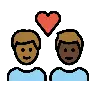 Couple With Heart: Man, Man, Medium-Dark Skin Tone, Dark Skin Tone Emoji 👨🏾‍❤️‍👨🏿 image - OpenMoji style