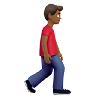 Man Walking Facing Right: Medium-Dark Skin Tone Emoji 🚶🏾‍♂️‍➡️ image - Apple style