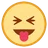 혀가 튀어 나와 닫힌 눈을 가진 얼굴