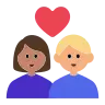 Couple With Heart: Woman, Man, Medium Skin Tone, Medium-Light Skin Tone Emoji 👩🏽‍❤️‍👨🏼 image - Tossface style