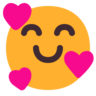 Emoji Fața zâmbitoare cu ochii zâmbitori și trei inimi 🥰 image - Microsoft Classic 2D style
