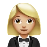 Woman In Tuxedo: Medium-Light Skin Tone Emoji 🤵🏼‍♀️ image - Apple style