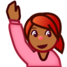 Person Raising Hand: Medium-Dark Skin Tone Emoji 🙋🏾 image - Emojidex style
