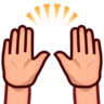 Raising Hands: Medium-Light Skin Tone Emoji 🙌🏼 image - Emojidex style