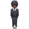 Person In Suit Levitating: Dark Skin Tone Emoji 🕴🏿 image - Samsung style