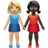 Women Holding Hands: Medium-Light Skin Tone, Dark Skin Tone Emoji 👩🏼‍🤝‍👩🏿 image - Apple style
