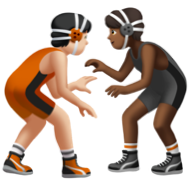 People Wrestling: Light Skin Tone, Medium-Dark Skin Tone
