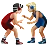 Men Wrestling: Light Skin Tone, Medium-Light Skin Tone