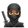 Ninja: Medium-Dark Skin Tone Emoji 🥷🏾 image - WhatsApp style