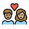 Couple With Heart: Woman, Man, Medium Skin Tone, Medium-Light Skin Tone Emoji 👩🏽‍❤️‍👨🏼 image - OpenMoji style