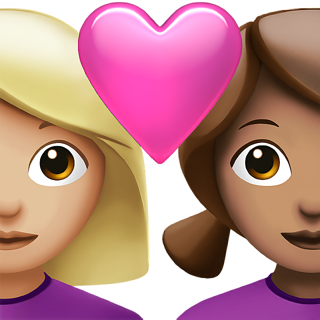 Couple With Heart: Woman, Woman, Medium-Light Skin Tone, Medium Skin Tone
