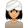 Woman Wearing Turban: Medium Skin Tone Emoji 👳🏽‍♀️ image - Emojidex style