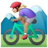 Woman Mountain Biking: Medium-Light Skin Tone Emoji 🚵🏼‍♀️ image - Samsung style