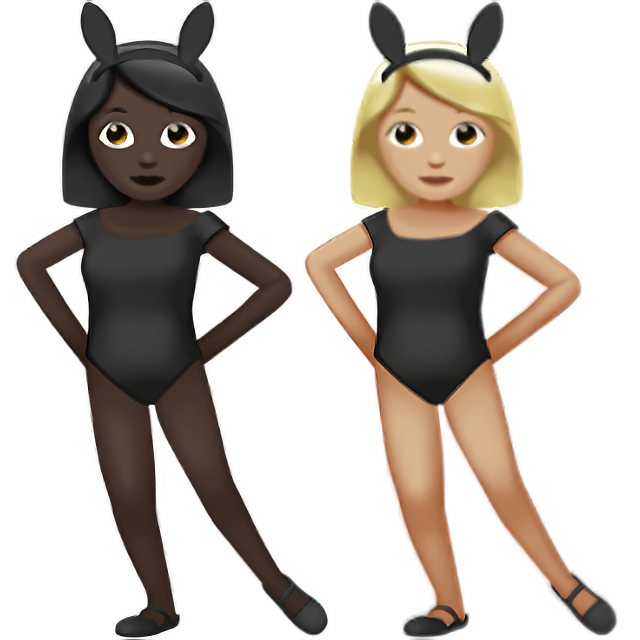 Women With Bunny Ears: Dark Skin Tone, Medium-Light Skin Tone