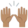 Raising Hands: Medium Skin Tone Emoji 🙌🏽 image - Google Noto Color style