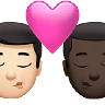 Kiss: Man, Man, Light Skin Tone, Dark Skin Tone Emoji 👨🏻‍❤️‍💋‍👨🏿 image - Apple style