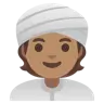 Person Wearing Turban: Medium Skin Tone Emoji 👳🏽 image - Google Noto Color style